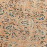6x9 Vintage Orange & Blue Floral Pattern Turkish Vintage Rug, 180x275 Cm