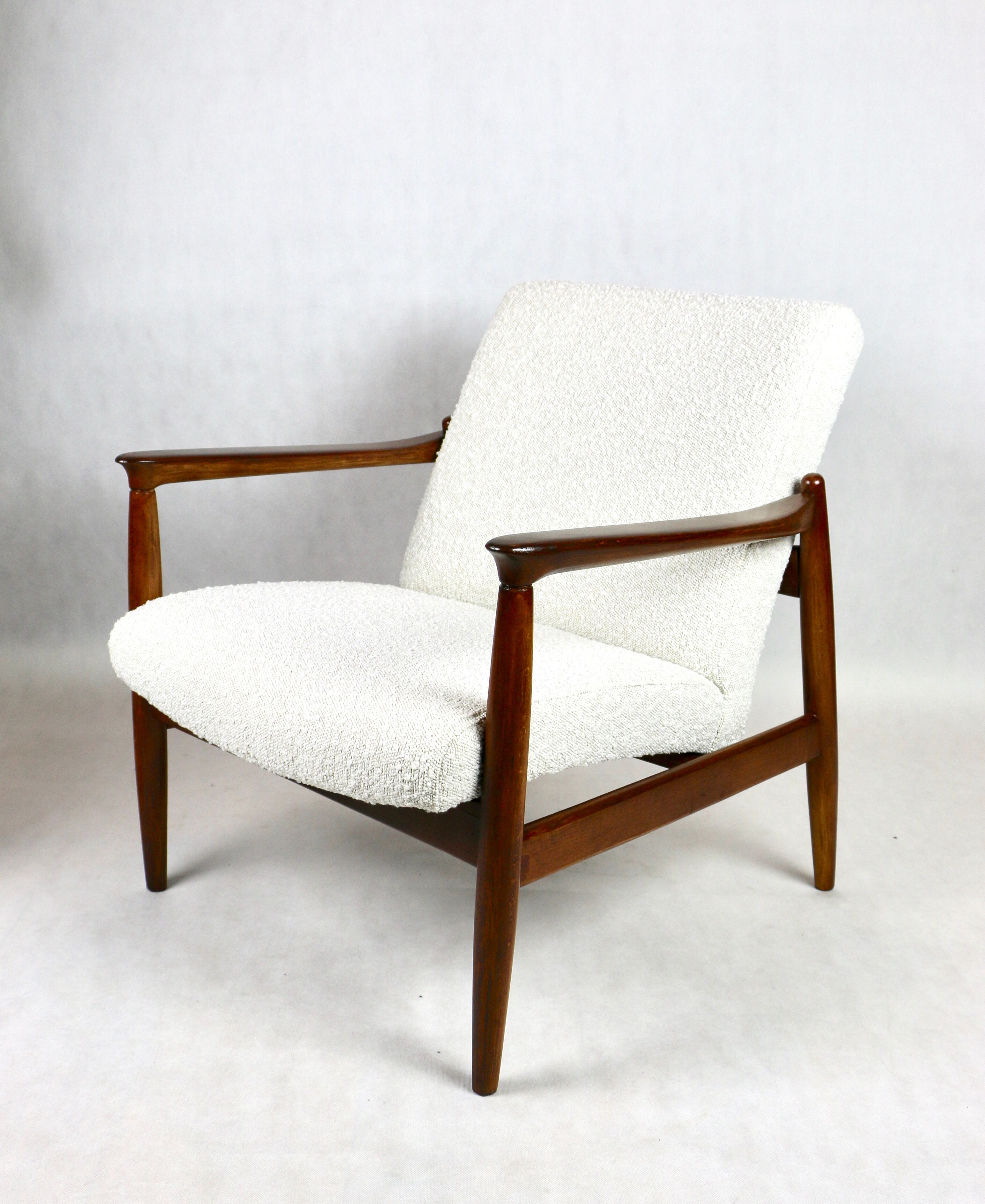 White Boucle GFM-64 armchair by Edmund Homa, 1970s