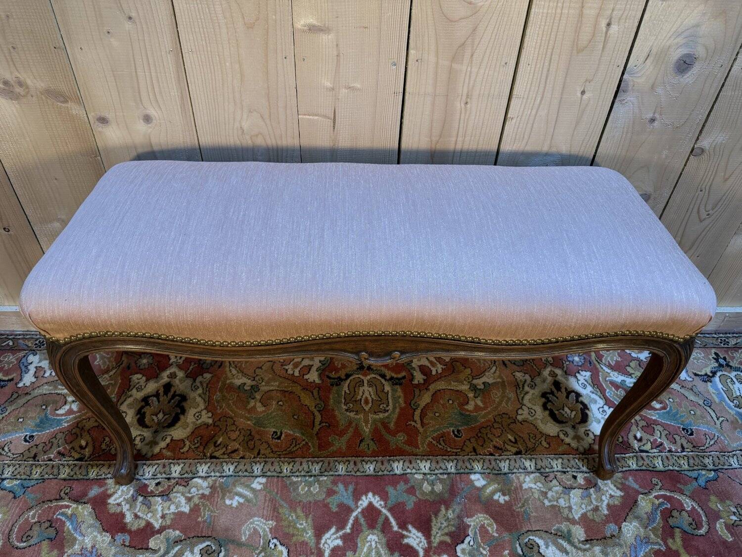 Louis XV style piano bench in pink fabric