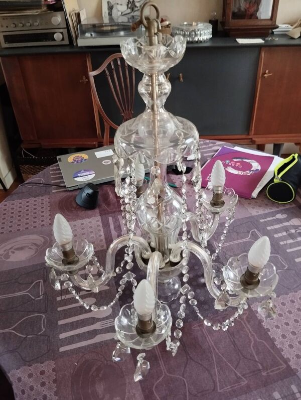 Lustre vintage en cristal, italie, 1940s