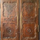 Antique carved wooden cabinet doors, 18th century