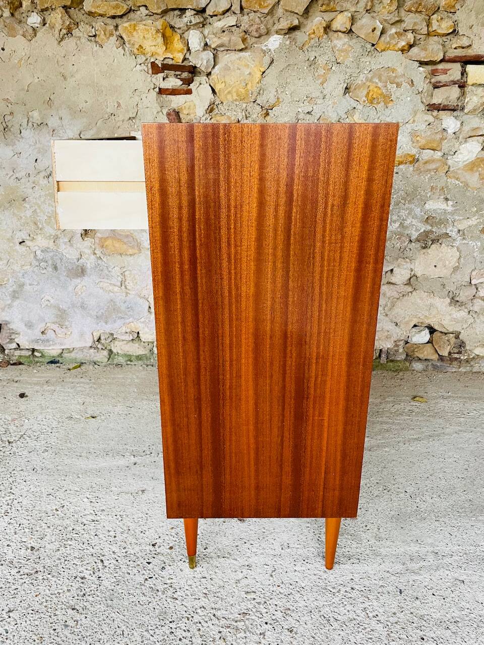 High chest of drawers with 5 drawers, Scandinavian style, circa 60's