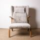 Fauteuil haut en Hêtre courbé et tissu récent modèle Konkav par Paul Bode pour Federholz.