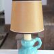 Blue ceramic lamp in the shape of a candle holder, 1960s