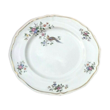 Round dish on board dilronné Chantilly France Floral decoration and polychrome crane called "Kakiemon"