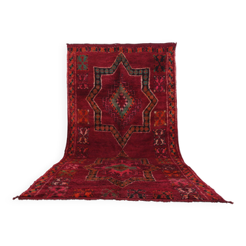 Tapis Vintage Marocain Burgund 206 x 395 - Tapis en Laine Berbère - Tapis Fait Main