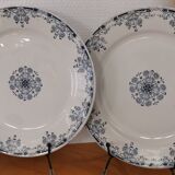 6 Flat plates in blue/green iron earth model "Mignon", H & Cie Sarreguemines