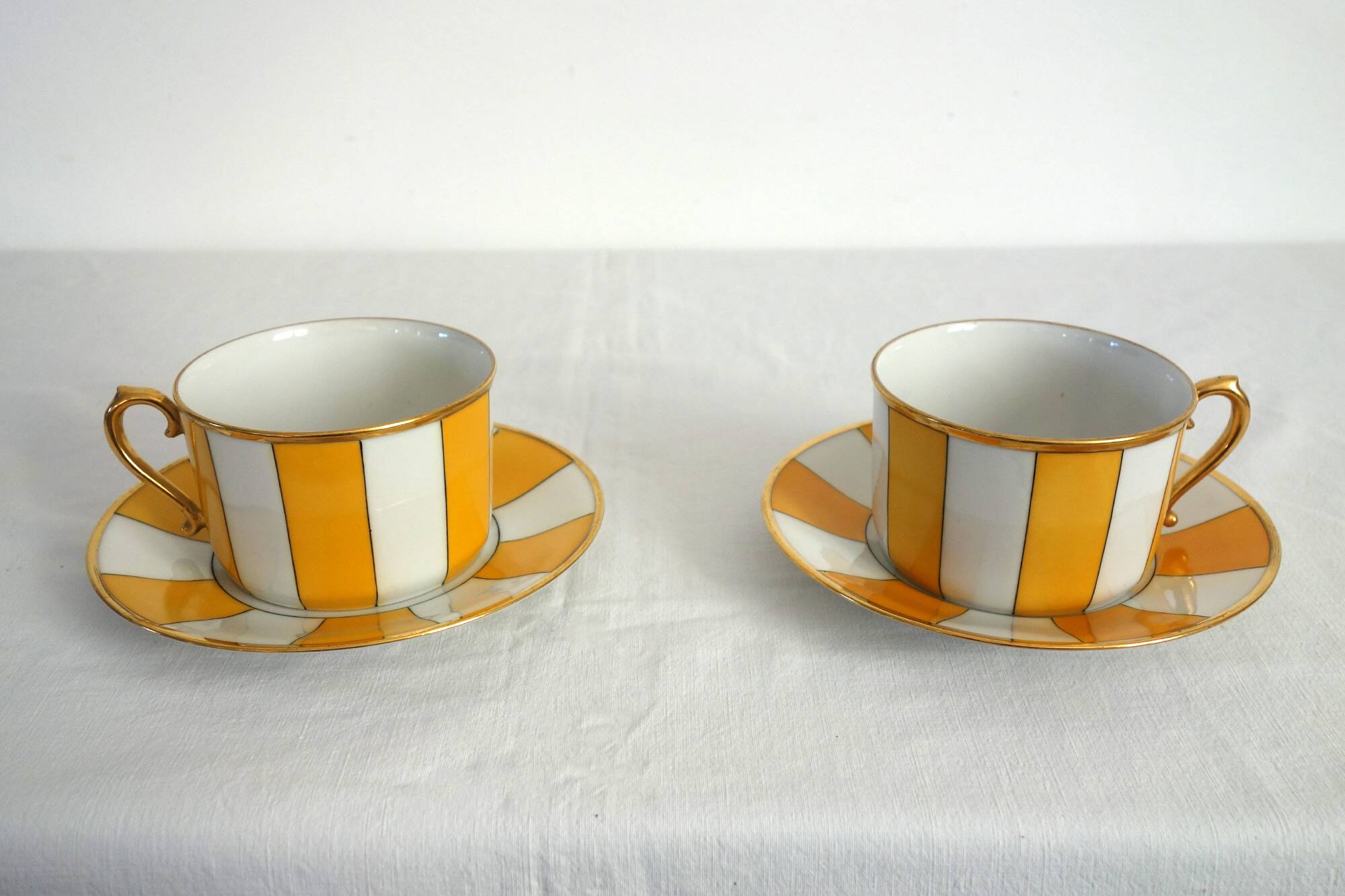 2 vintage Limoges porcelain cups with saucers