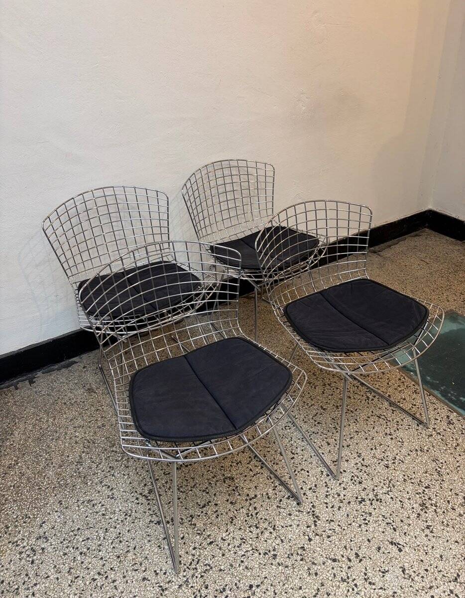 Chrome-plated side chairs by Harry Bertoia for Knoll, 1970s, set of 4