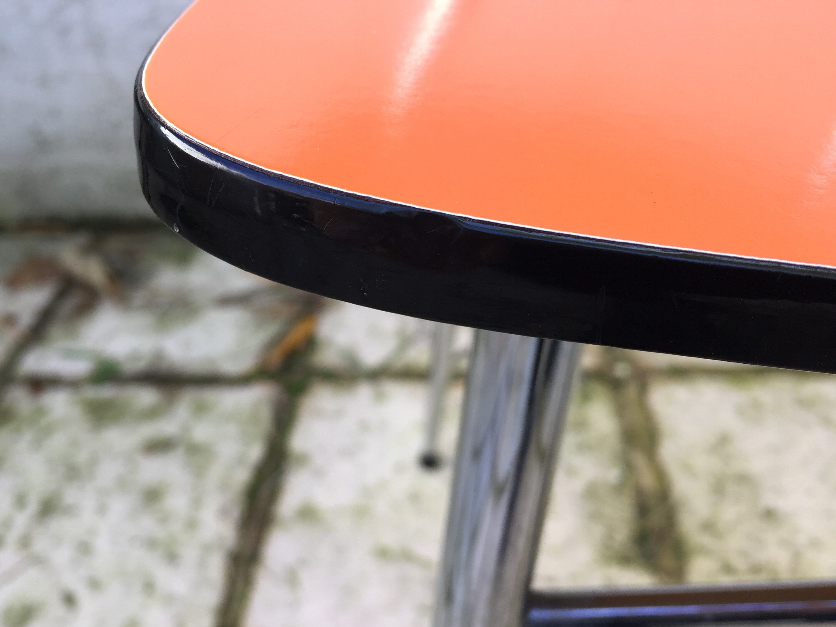Set of 6 vintage orange formica chairs, 70s