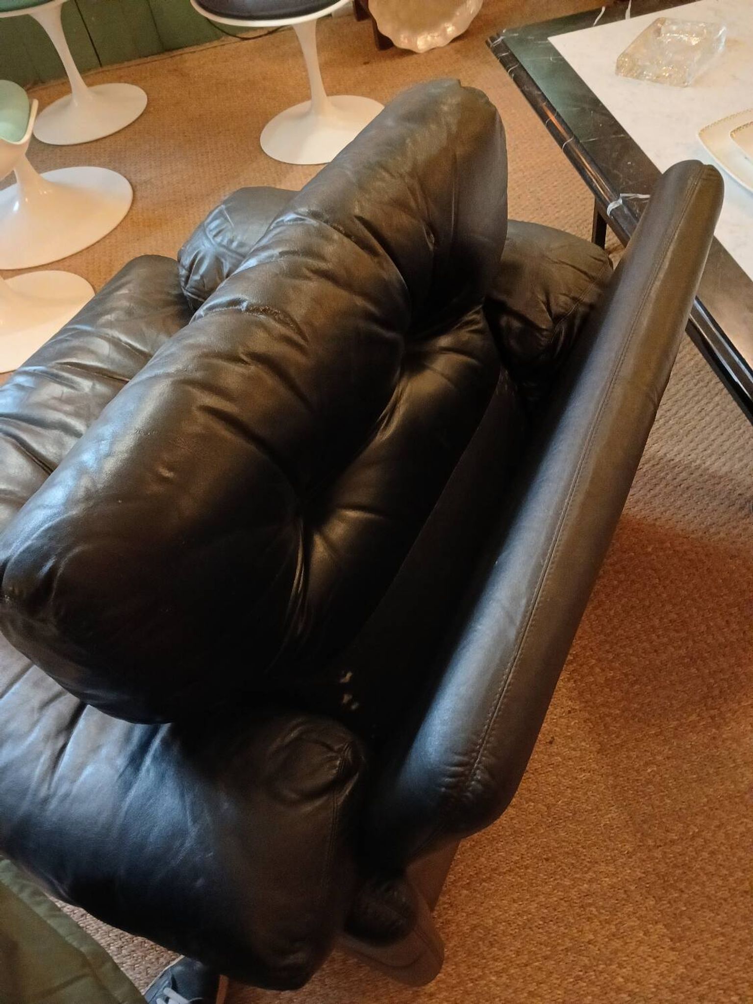 Paire fauteuils cuir design Tobia Scarpa