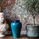 Vintage vase Dinis Portugal in turquoise and cobalt blue ceramic, 1970s.