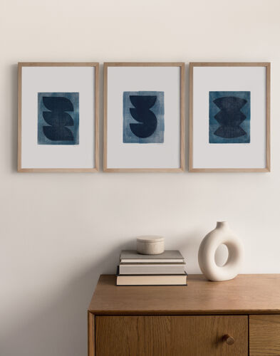 Trio de peintures abstraites, M389 et M386 et M388, signé Eawy