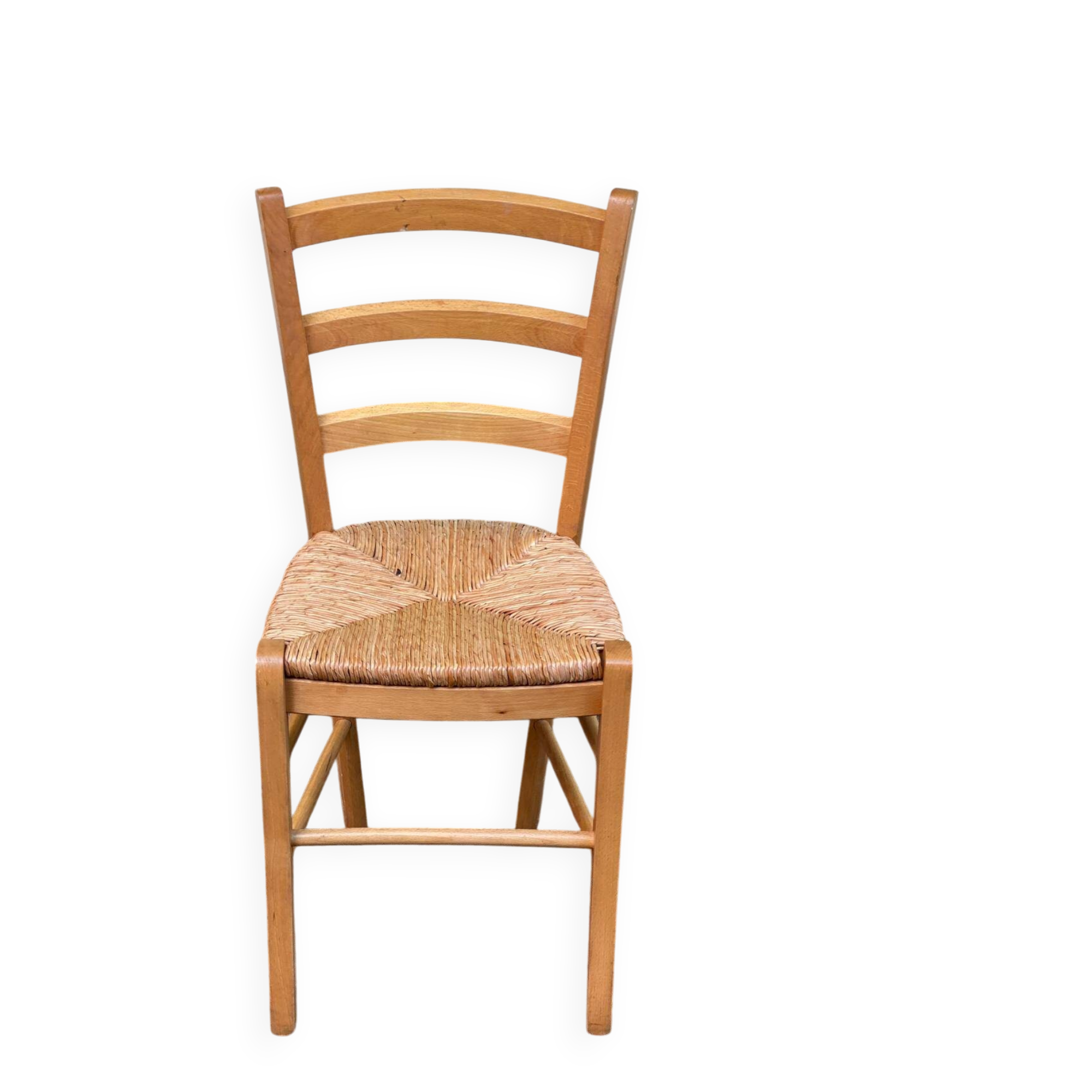 Louis Philippe solid blond wood and straw office chair