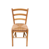 Chaise de bureau bois massif blond et paille Louis Philippe