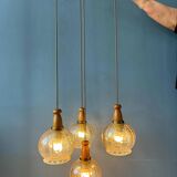 Vintage Hustadt Leuchten glass cascade pendant lamp