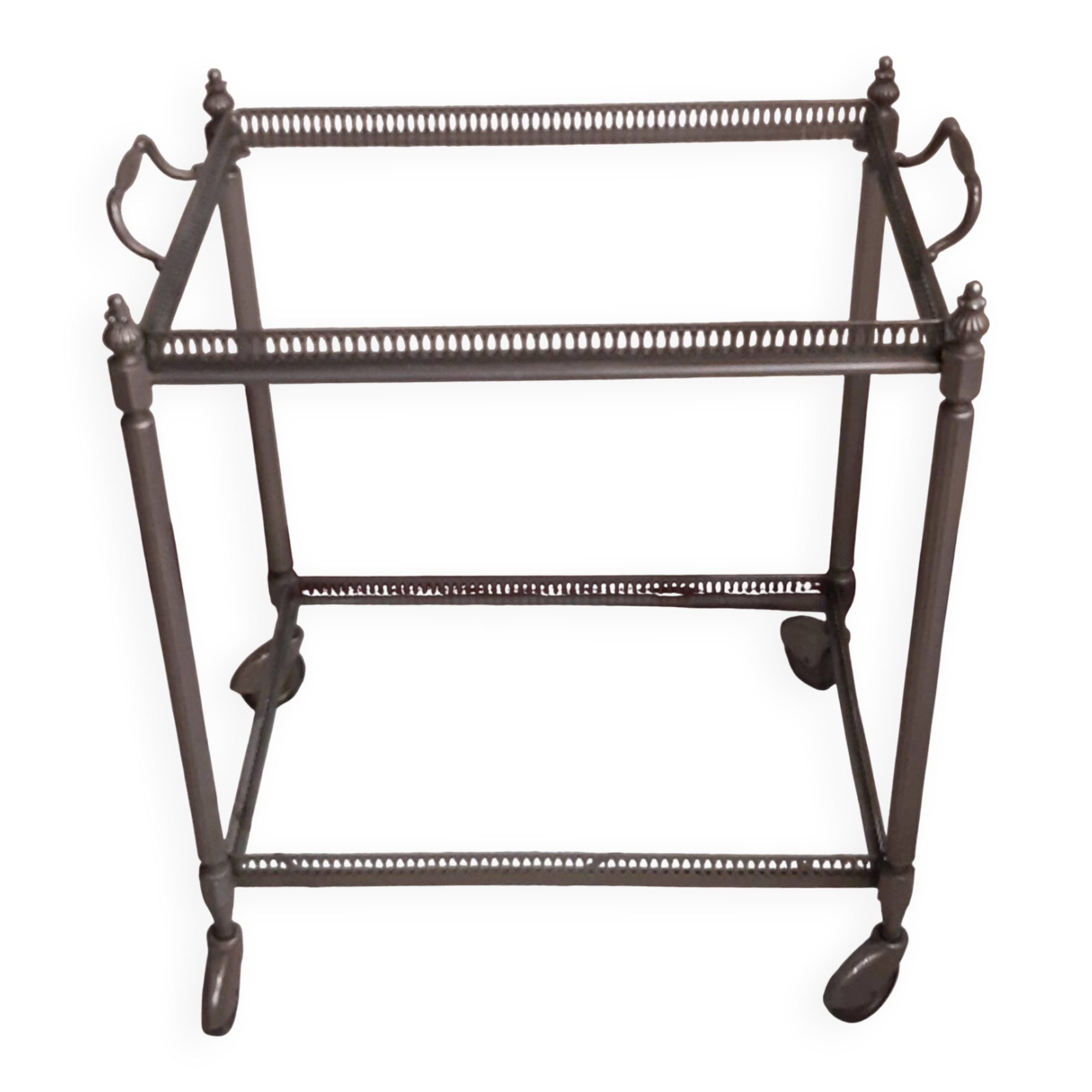 Silver-plated brass serving trolley