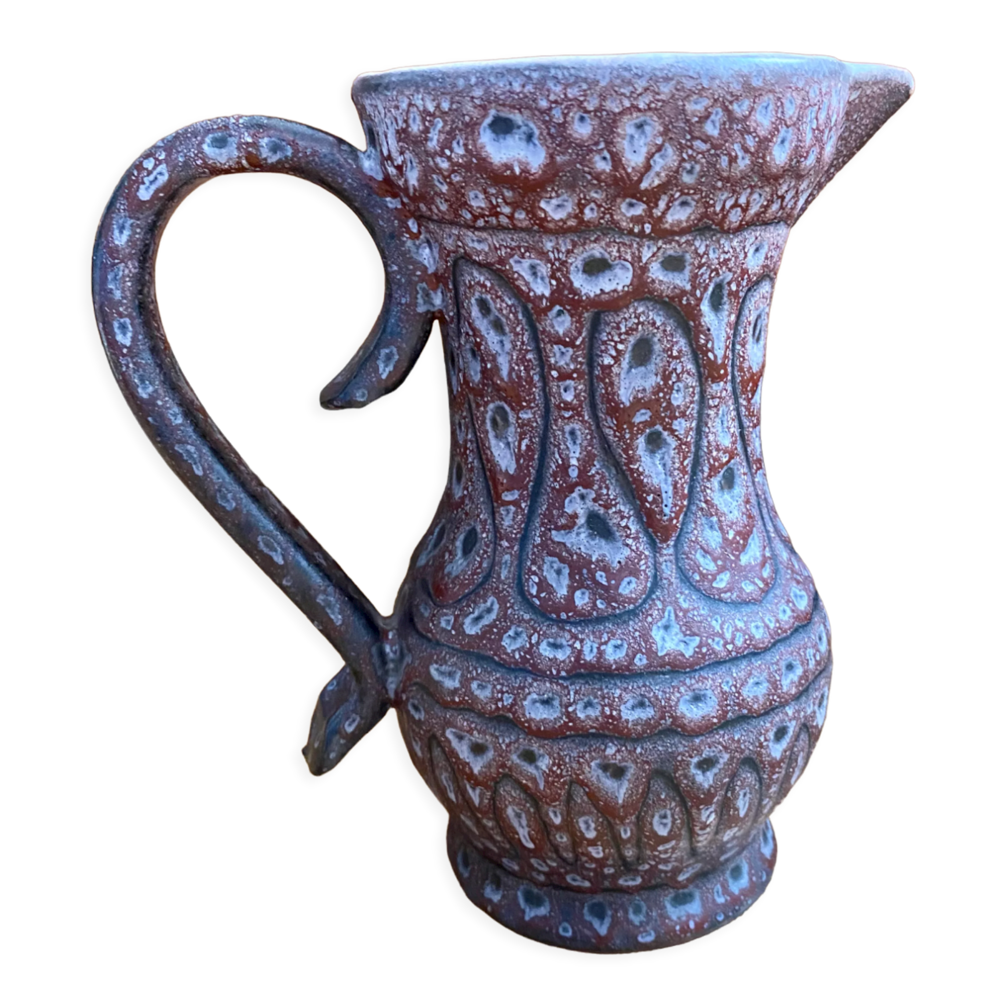 Pitcher Jean Austruy ceramic Vallauris burgundy
