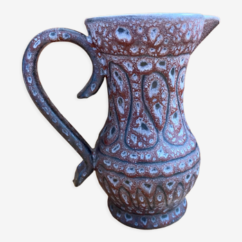 Pitcher Jean Austruy ceramic Vallauris burgundy