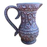 Pitcher Jean Austruy ceramic Vallauris burgundy
