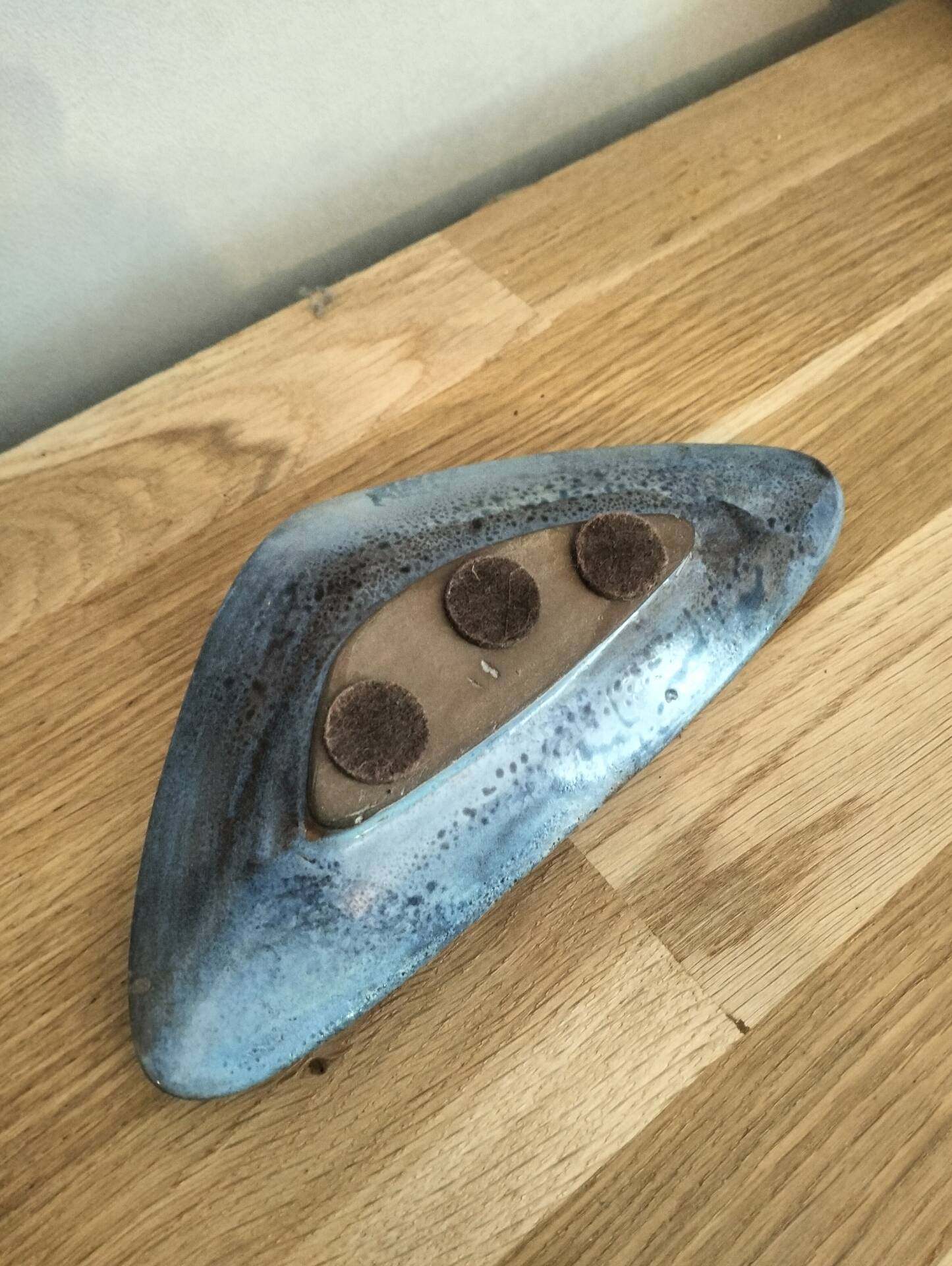 "Flower holder 'Galet' in glazed stoneware by Ch. OCORNOL, artistic glazed stoneware."