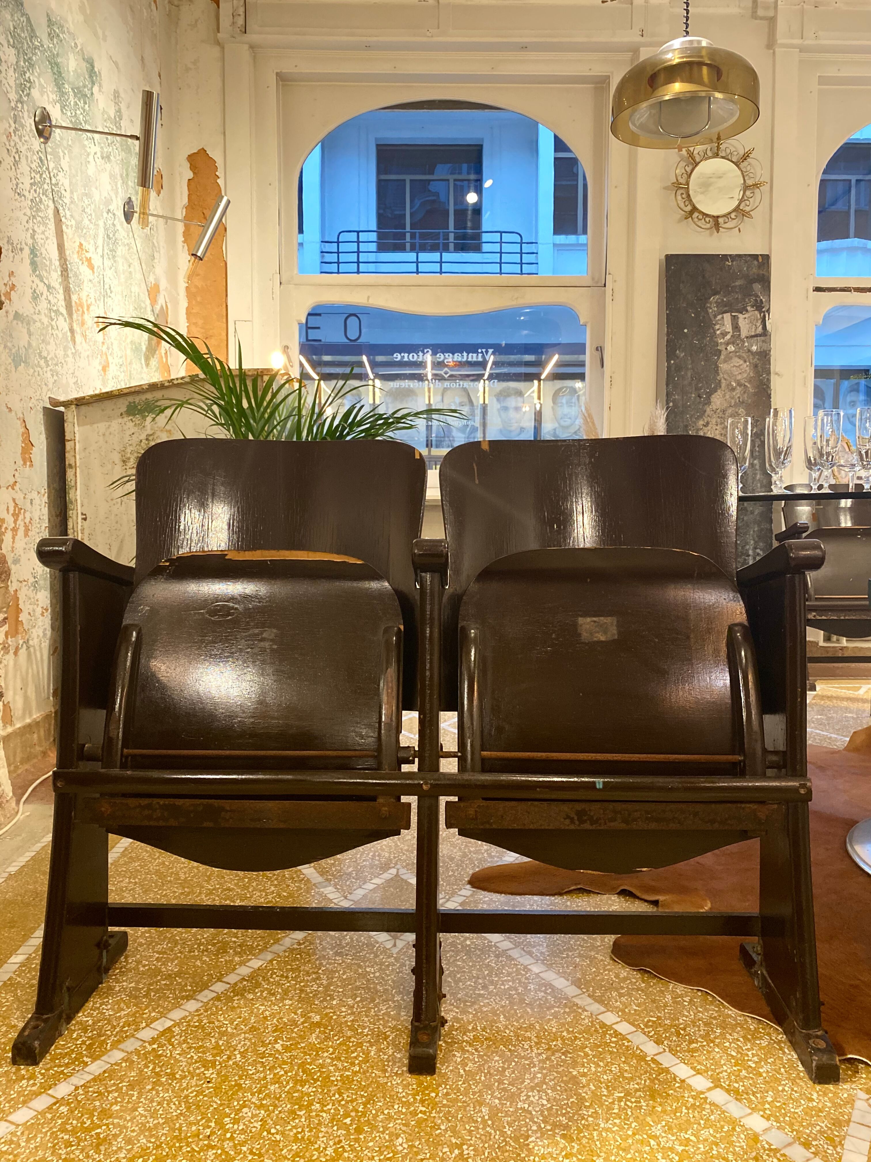 Double wooden cinema seats