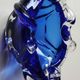 Empty pocket blown art glass from Murano Italy, corolla shape, cobalt blue