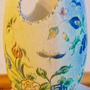 Vase craquelé à décor chinois et floral XlX ème siècle