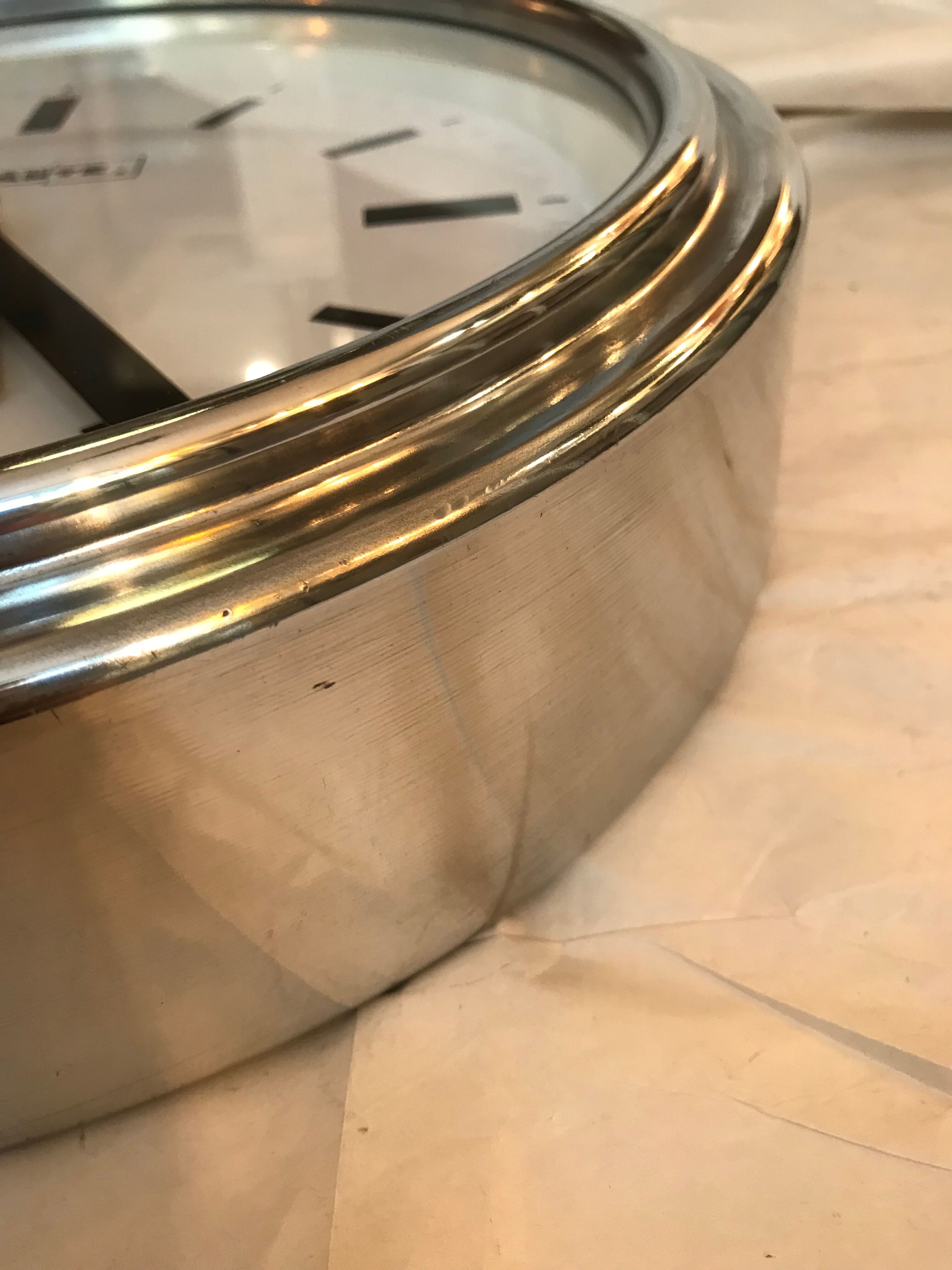 Industrial clock lepaute polished edges rounded 31 cm