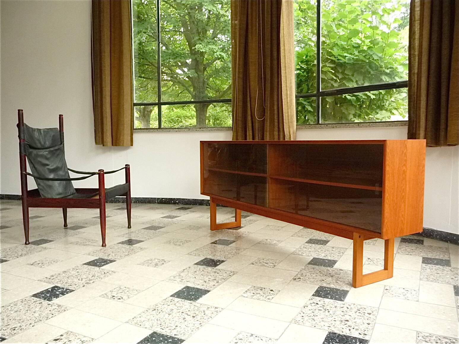 Danish Modern Leather High Back Safari Chair by Erik Wørts for Nils Eillersen, 1960s