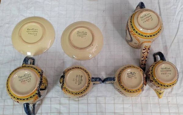 Service a café tete a tete Vintage Henriot Quimper vers 1970