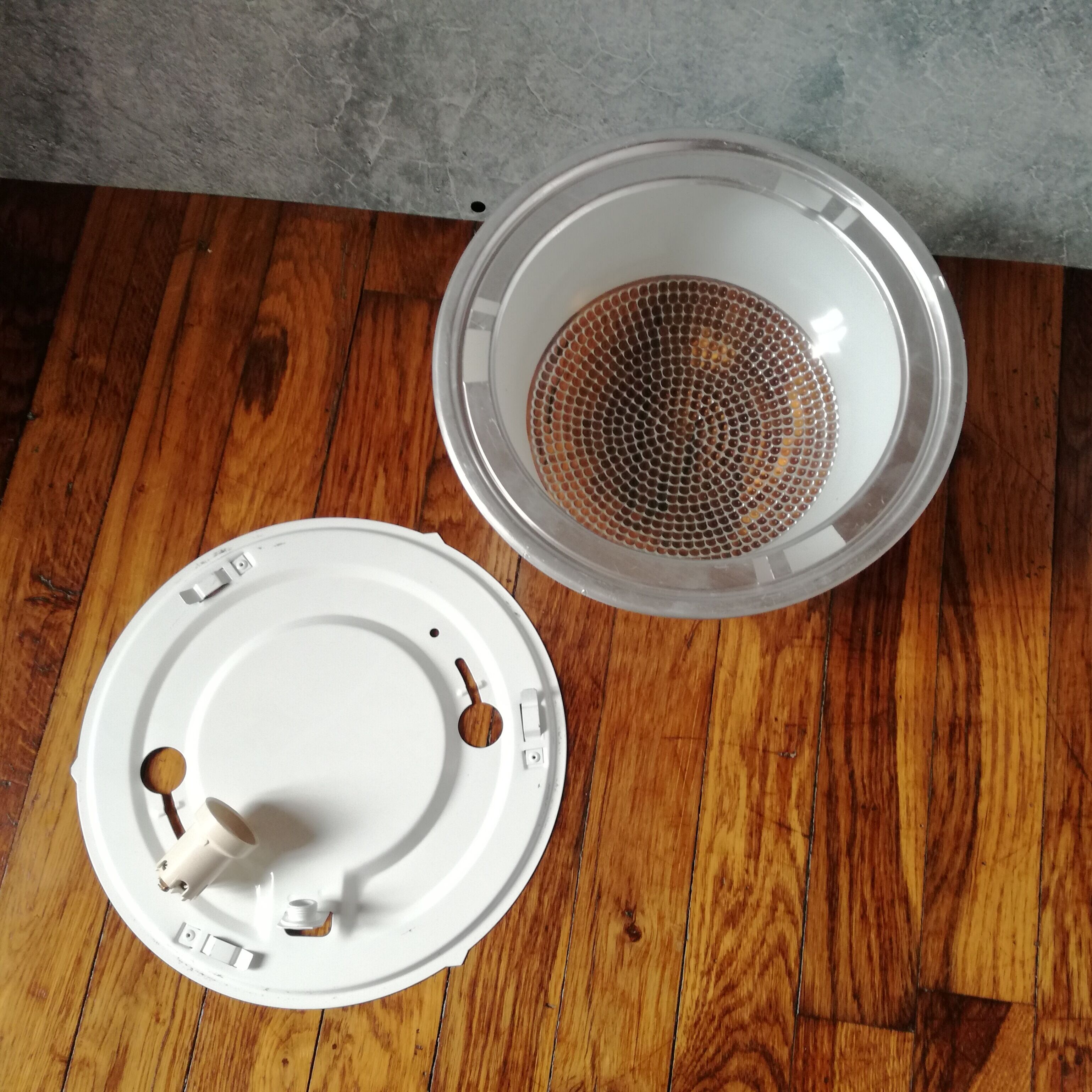 Large holophane ceiling or wall light in compressed glass