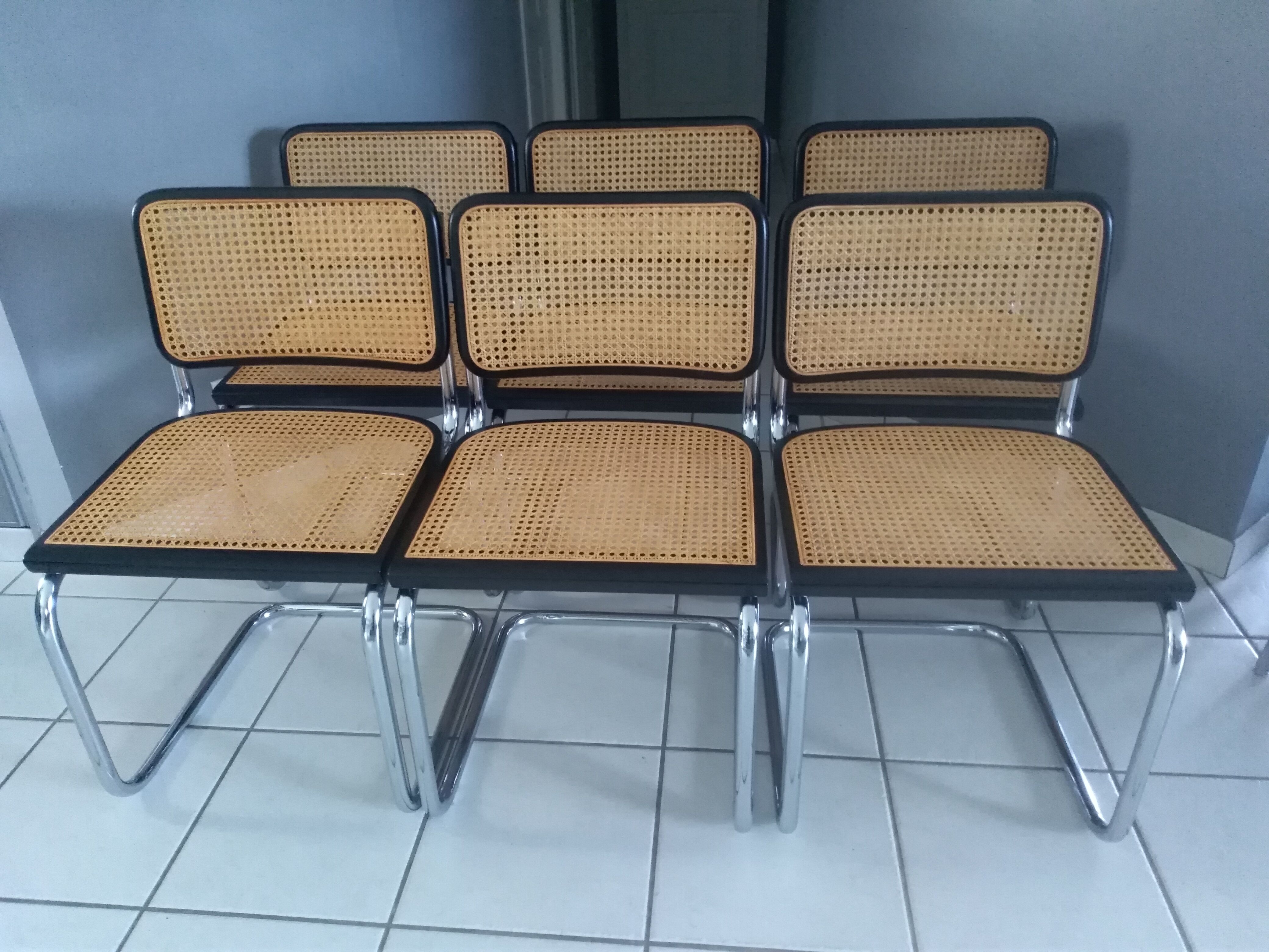 Suite of 6 chairs Cesca B32 by Marcel Breuer years 1992