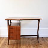 Scandinavian teak boomerang desk and its chair 1960