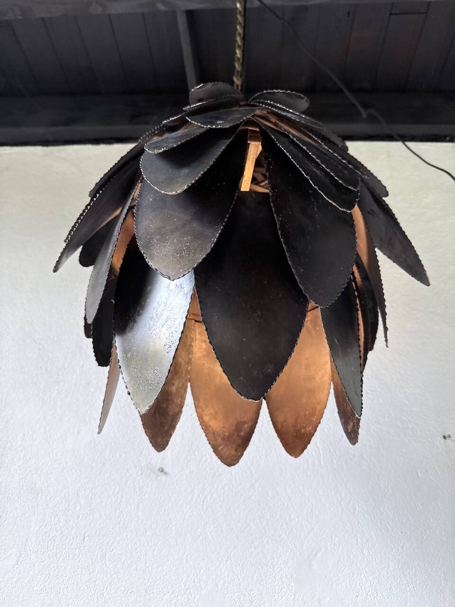 Brutalist suspension Jansen metal welded flower