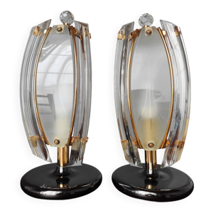 Paire de lampes en verre,