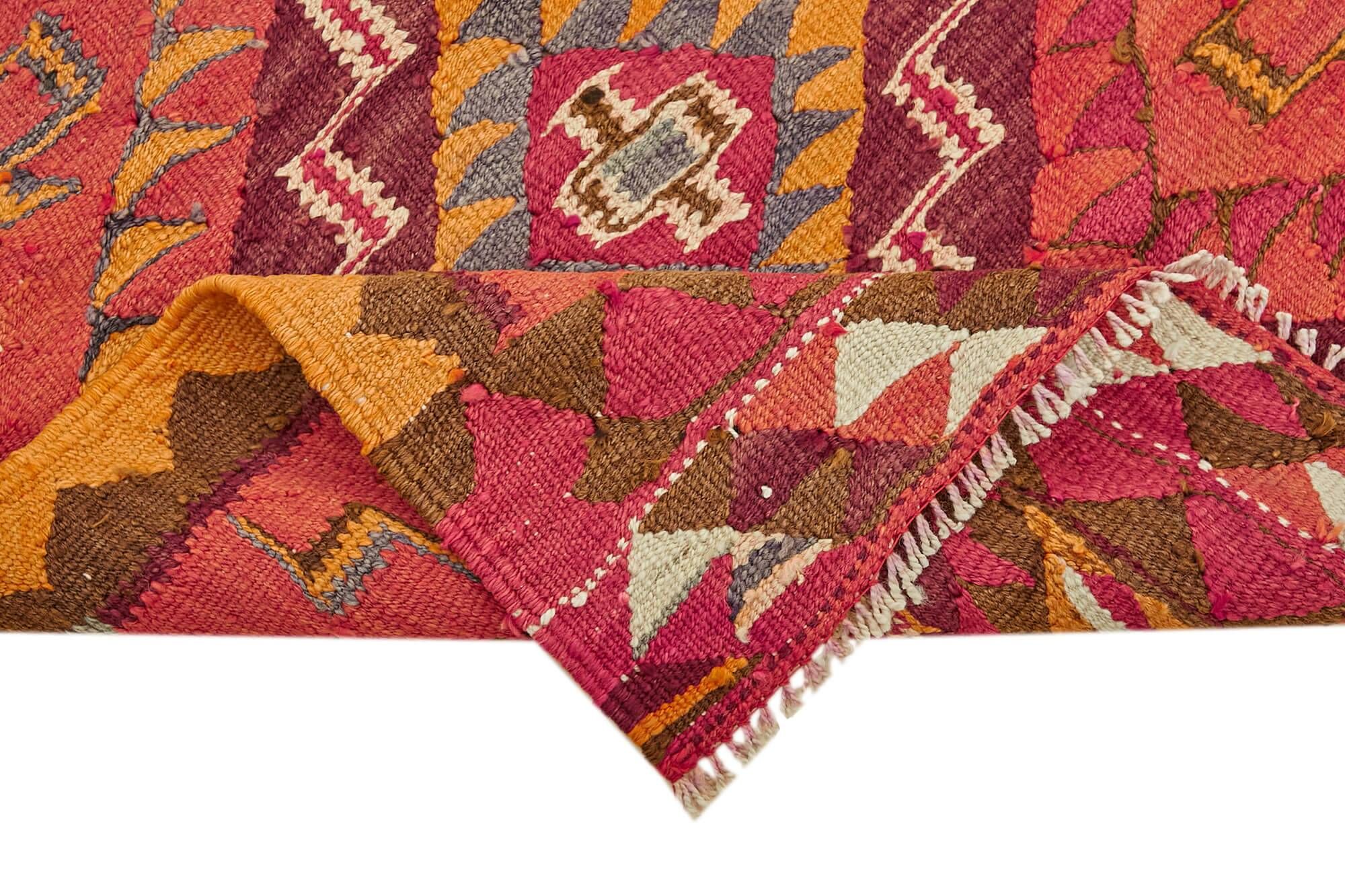 Turkish Handwoven Vintage Herki Kilim 93 cm x 343 cm