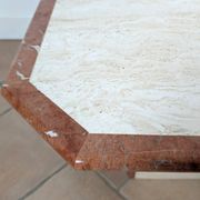 Travertine and marble coffee table