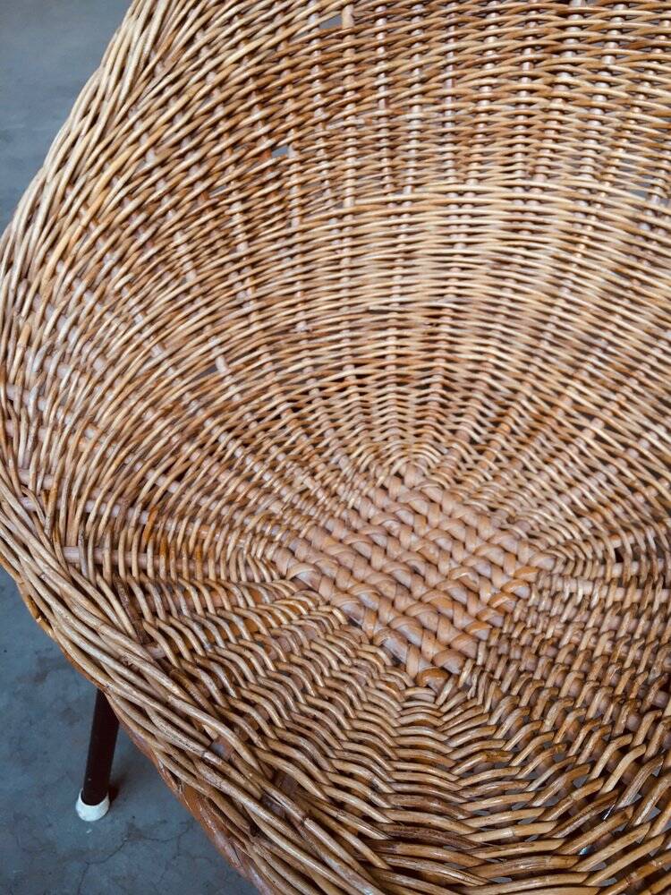 Wicker lounge chair in the style of Dirk Van Sliedregt for Rohé Noordwolde, Netherlands, 1960s.