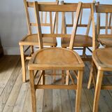Set of 5 Luterma light blond wood bistro chairs from the 50s