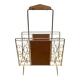 1960s faux leather and brass magazine rack