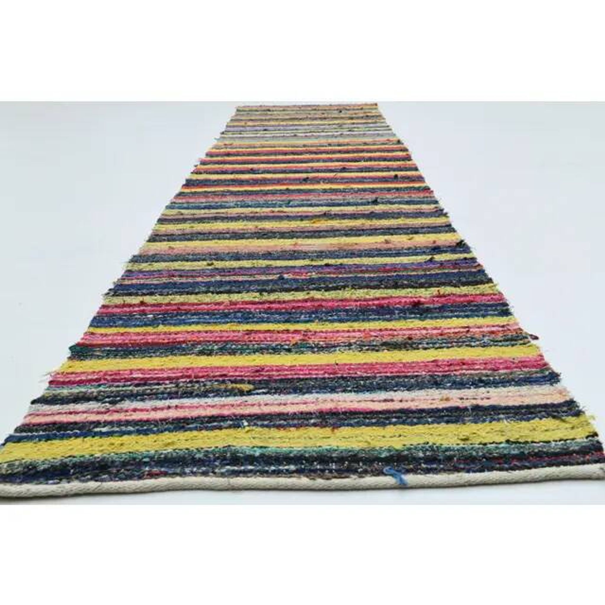 1970s Vintage Turkish Oushak Handmade Wool Cotton Yellow Runner Rug 65x318