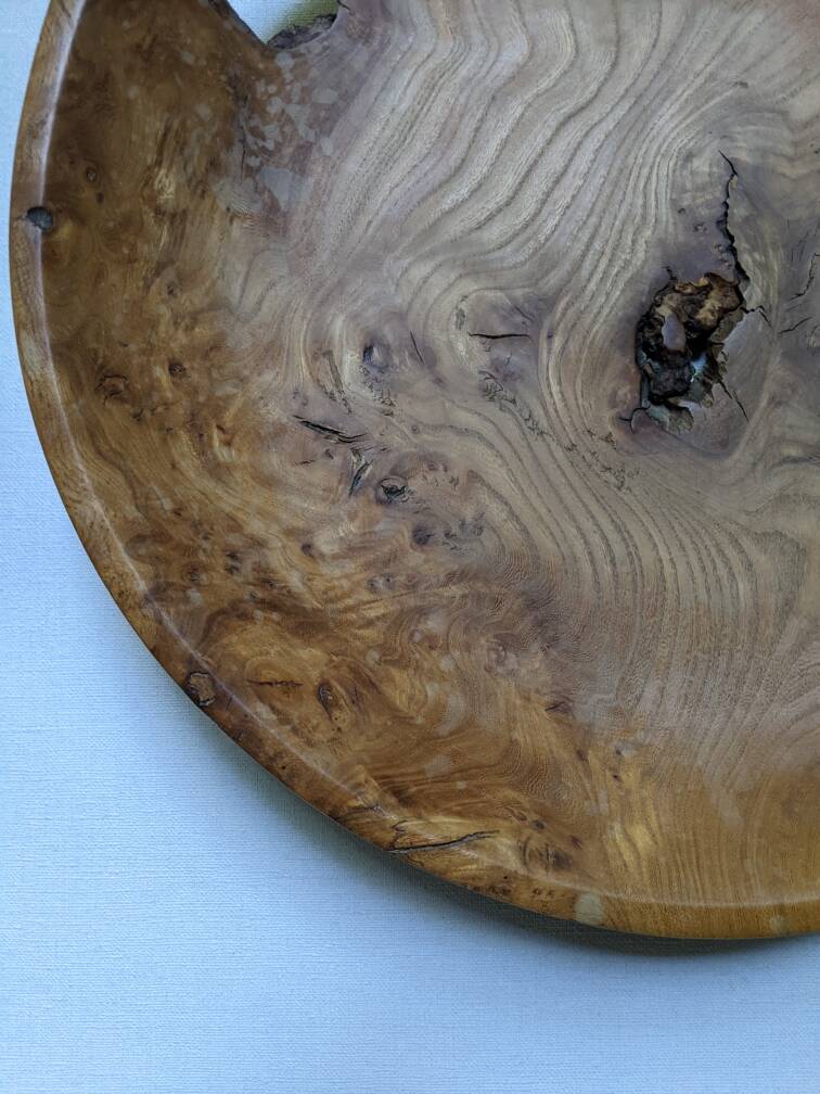 Coupe en bois d'olivier plat ancien artisanal slow décoration campagne