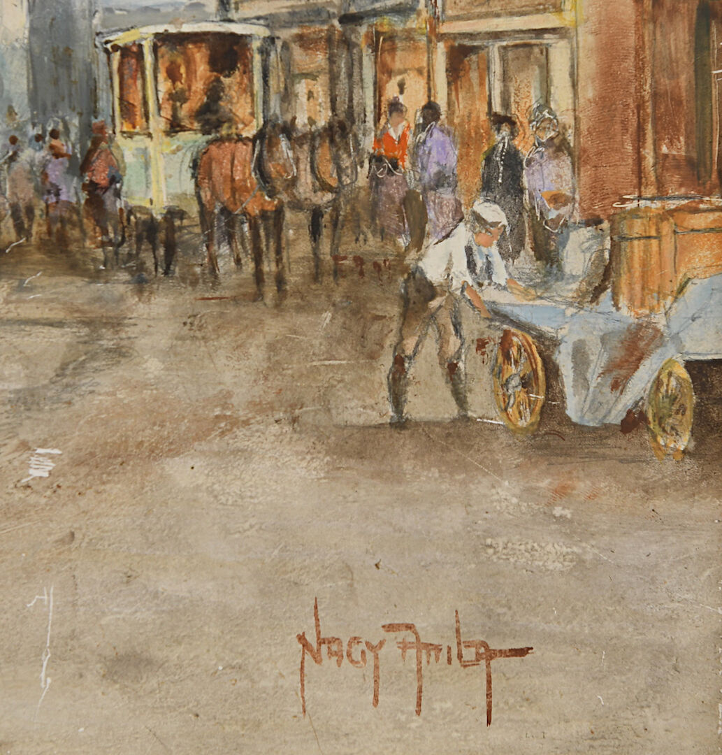 Oil on panel Animated scene of a city