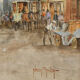 Oil on panel Animated scene of a city