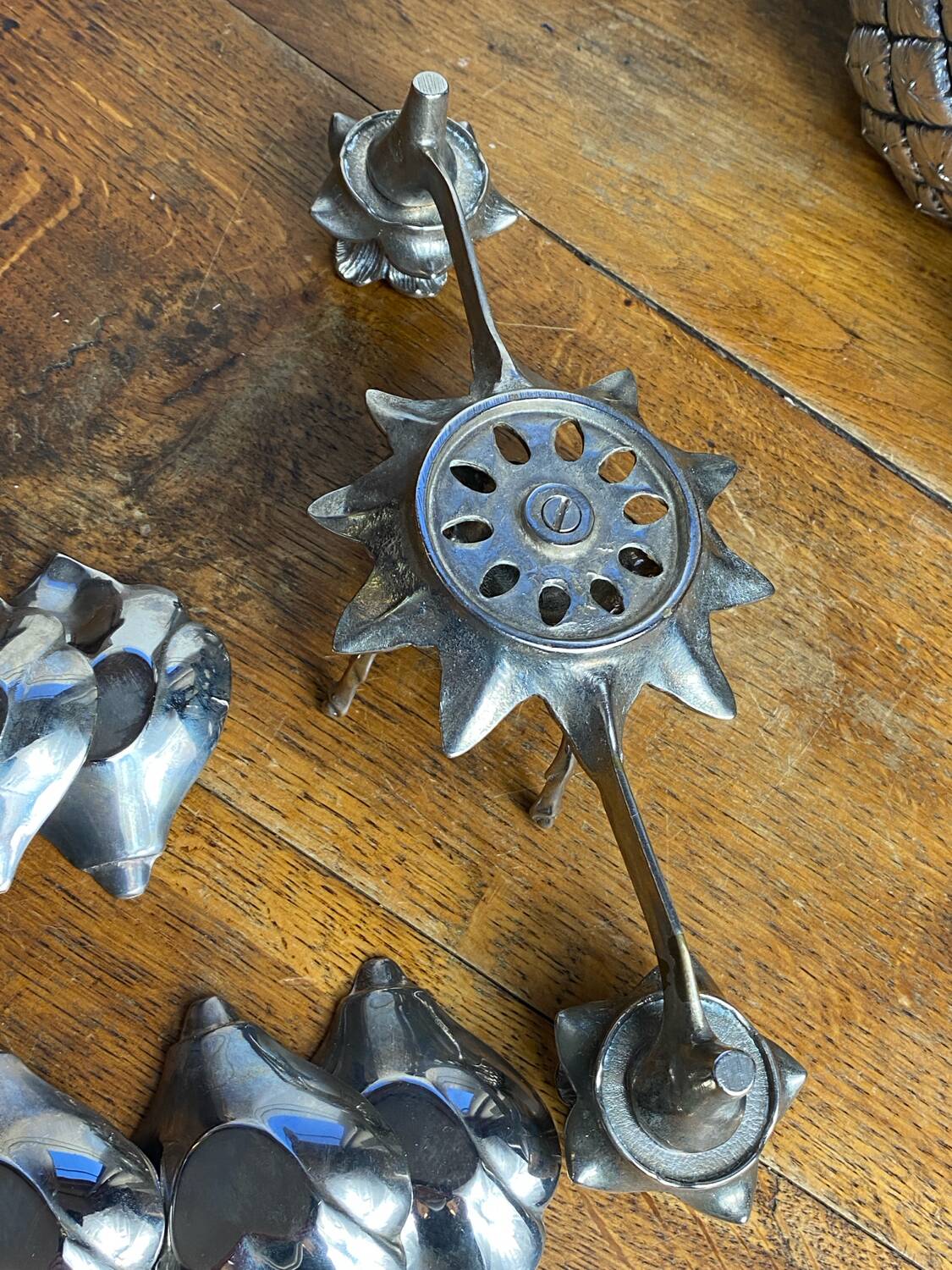 Flower candle holders, lotus ashtray with removable petals, 1960s.