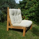 rare large pine armchair, Silkeborg, Denmark, 1970