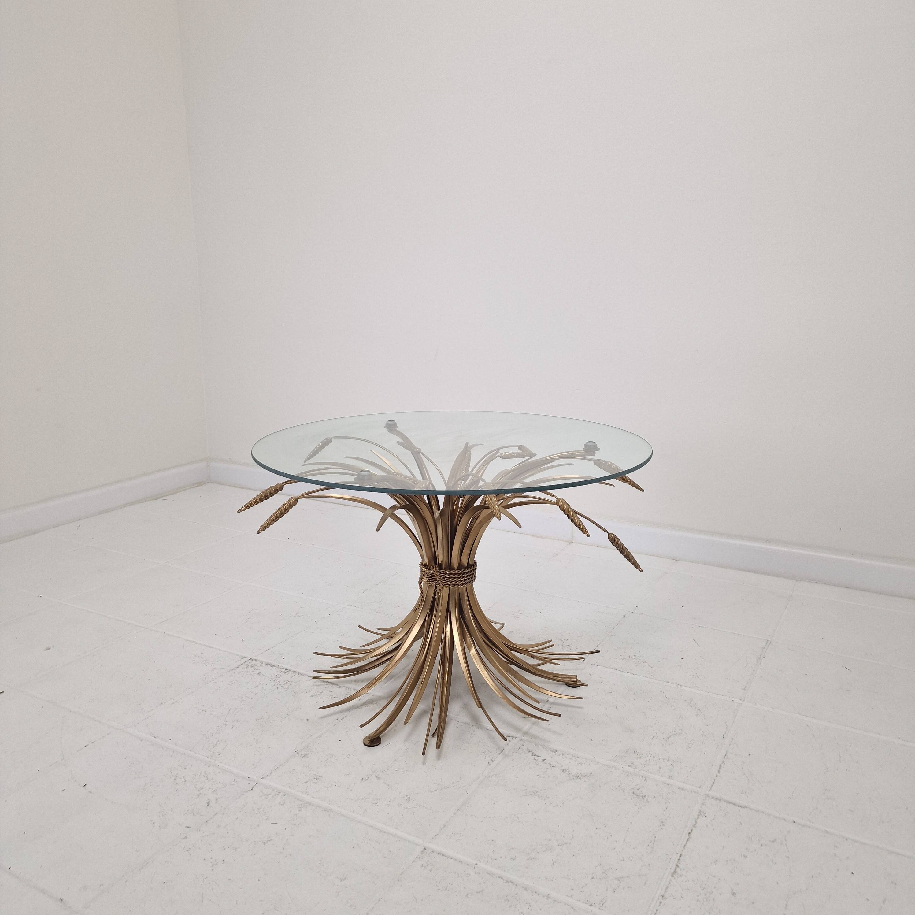 Hollywood Regency Gilded Coco Chanel Style Sheaf of Wheat Coffee Table, 197