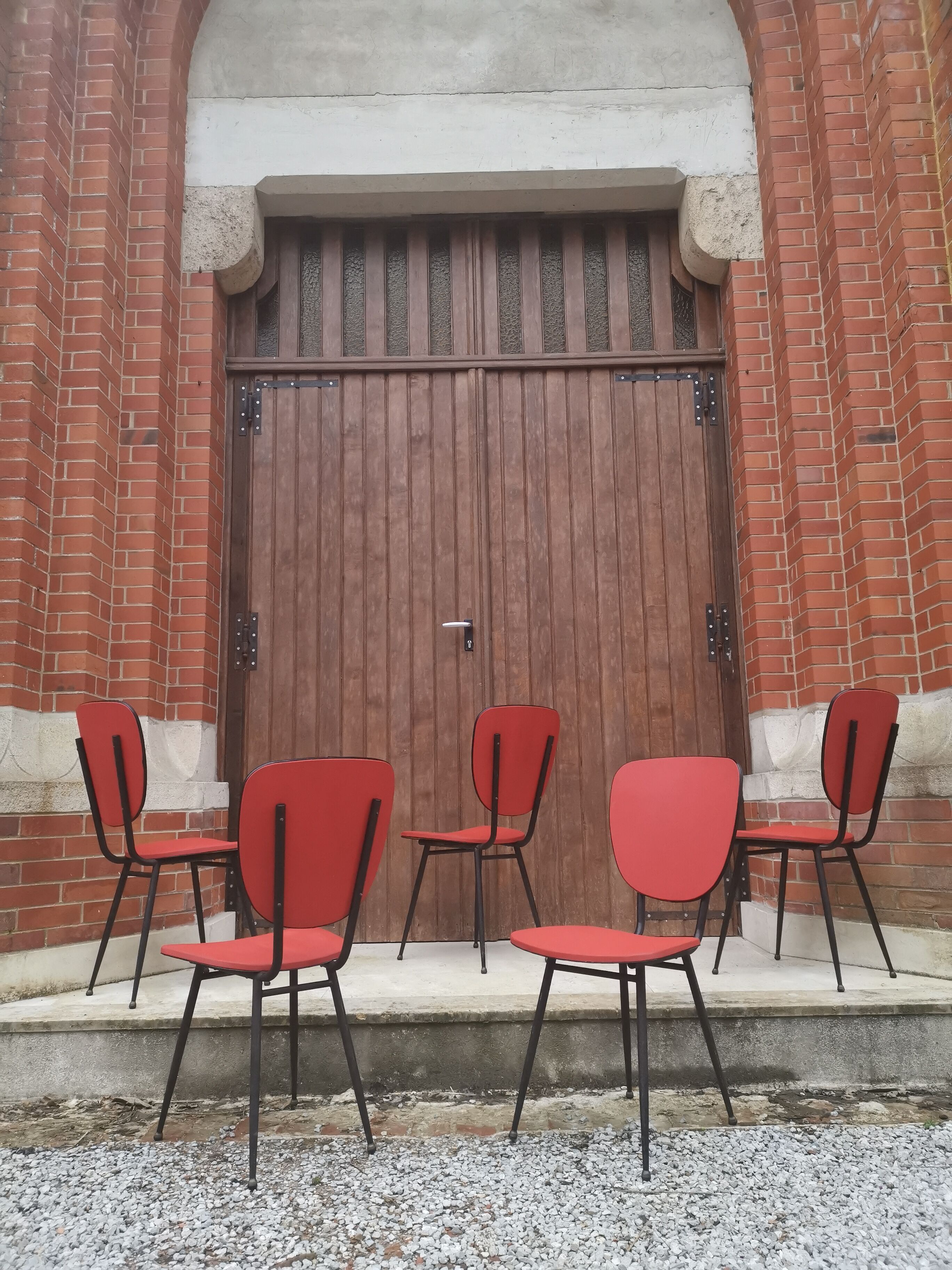 Lot de chaises vinyle rouge