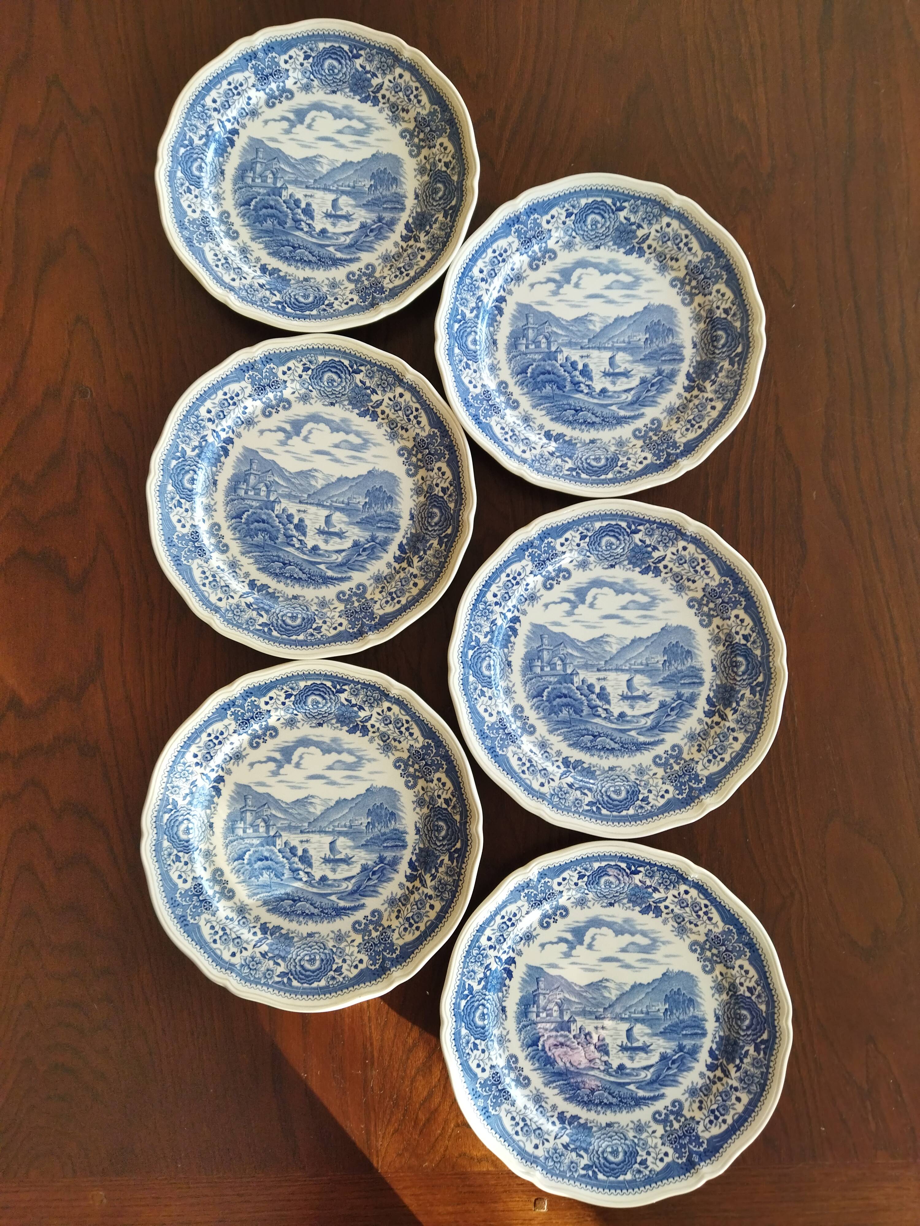 6 flat plates Burgenland blue Villeroy & Boch